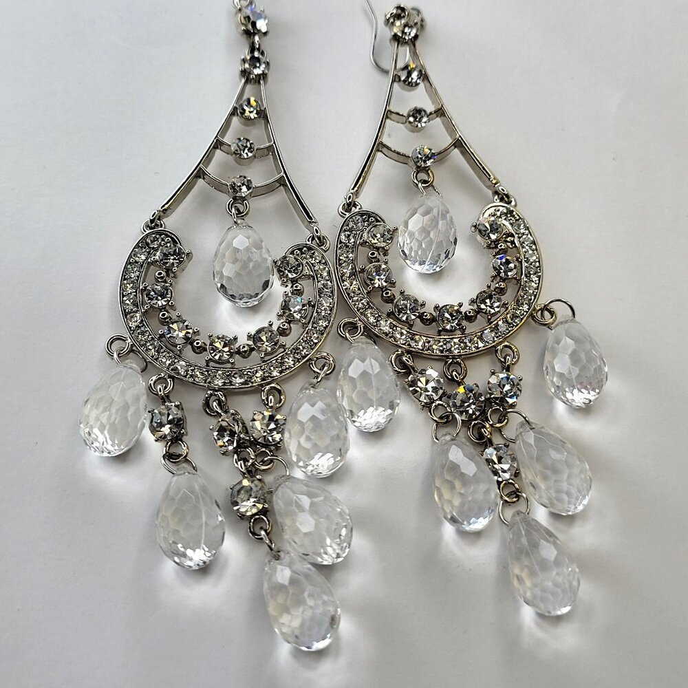 Crystal Chandelier Earrings Silver Long Earrings Bridal Earrings